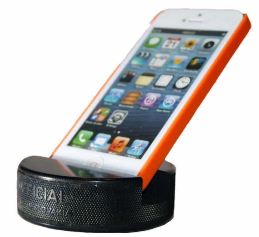 Vulcanized Rubber Hockey puck Shaped Phone Holder for Fans - Image 3